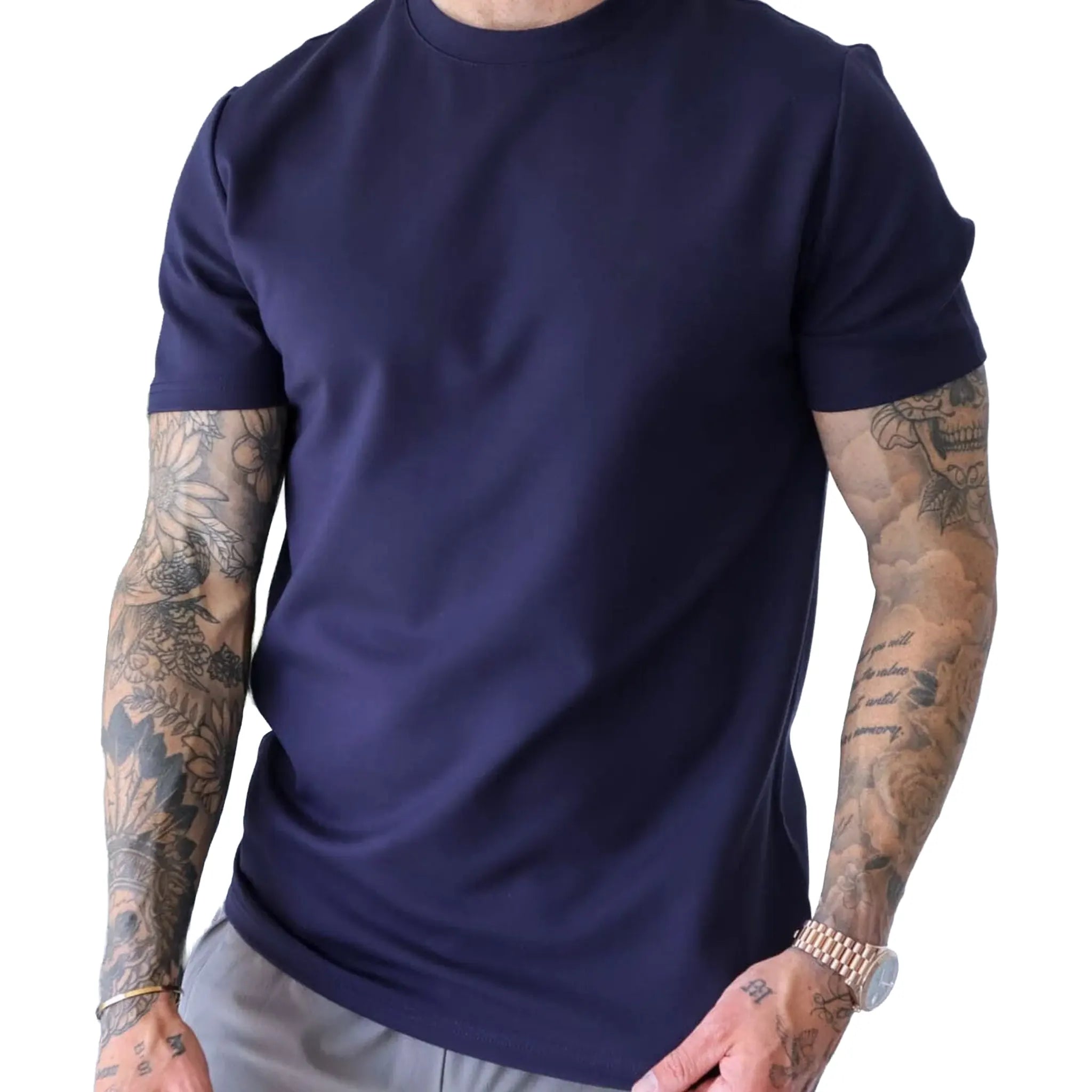 Front View of Belier Premium Navy T Shirt